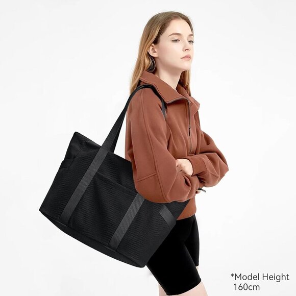 Large Waterproof Nylon Tote Bag with Compartments for Work Travel Gym - Picture 2 of 8